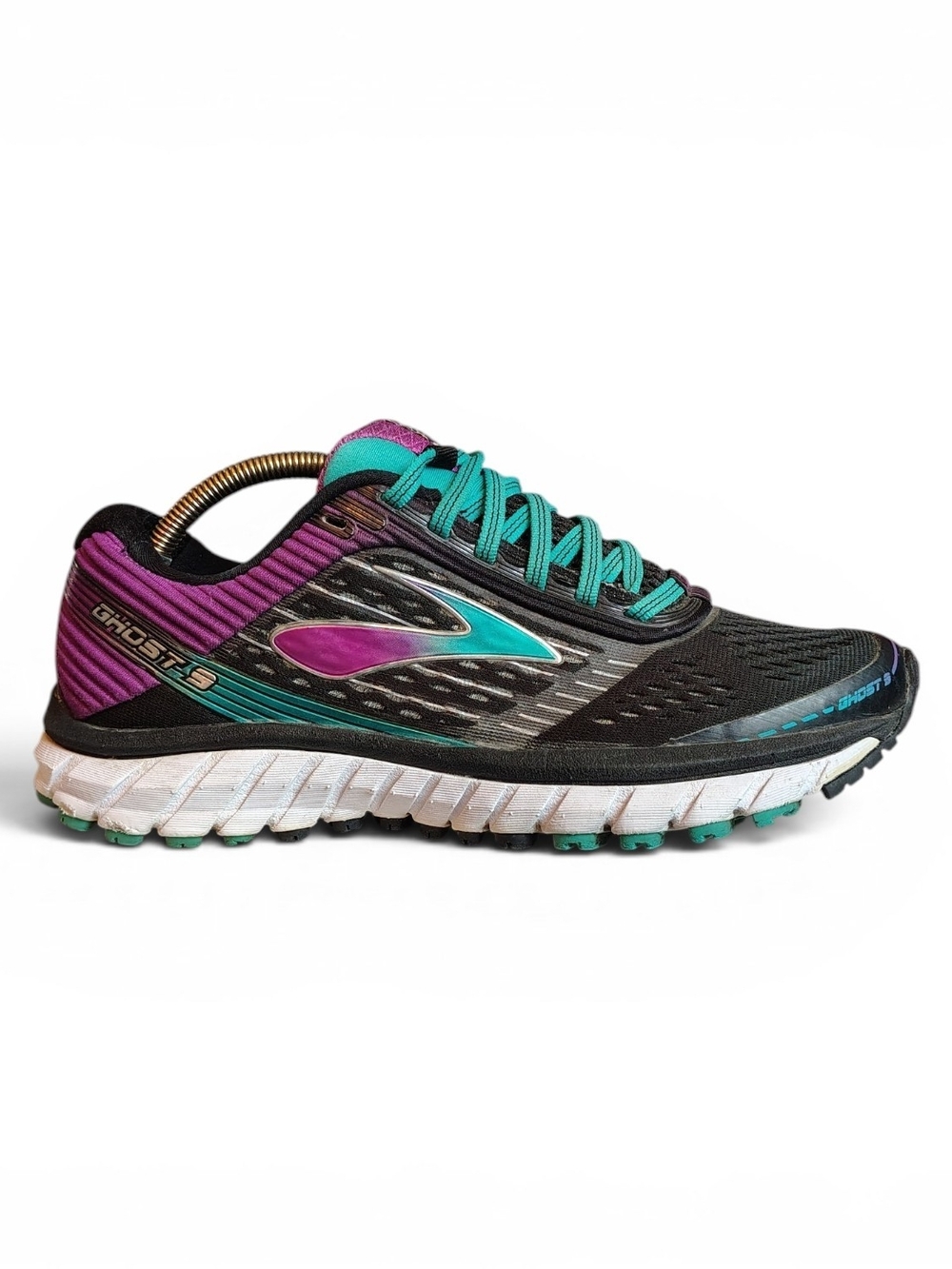 Brooks Ghost 9 Black/Sparkling Grape/ Teal Running Sneakers Women's Size 8.5 B